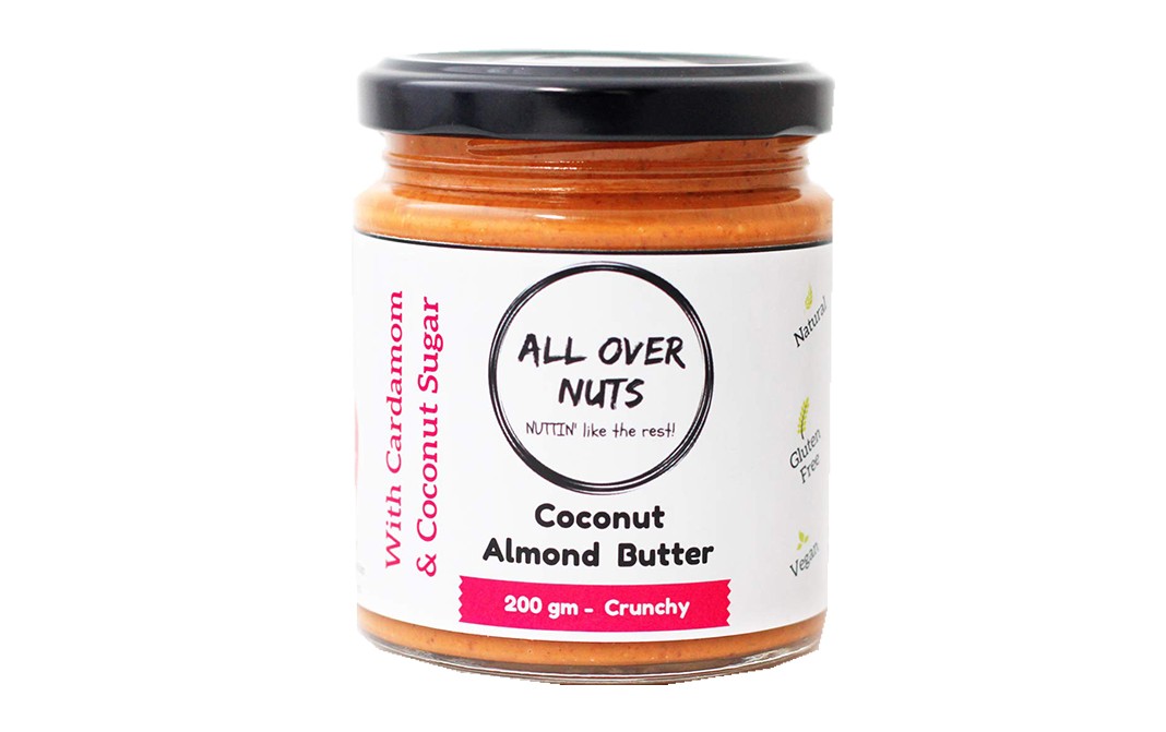 All Over Nuts Coconut Almond Butter Crunchy   Glass Jar  200 grams